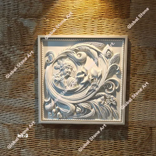 Carved Floral Scroll Natural Stone Cladding Tile