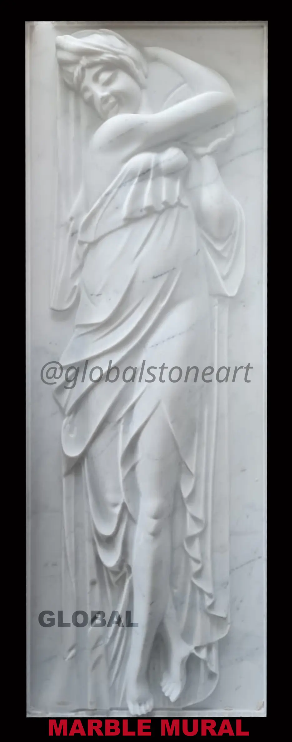 Standing Lady White Marble Wall Mural Panel