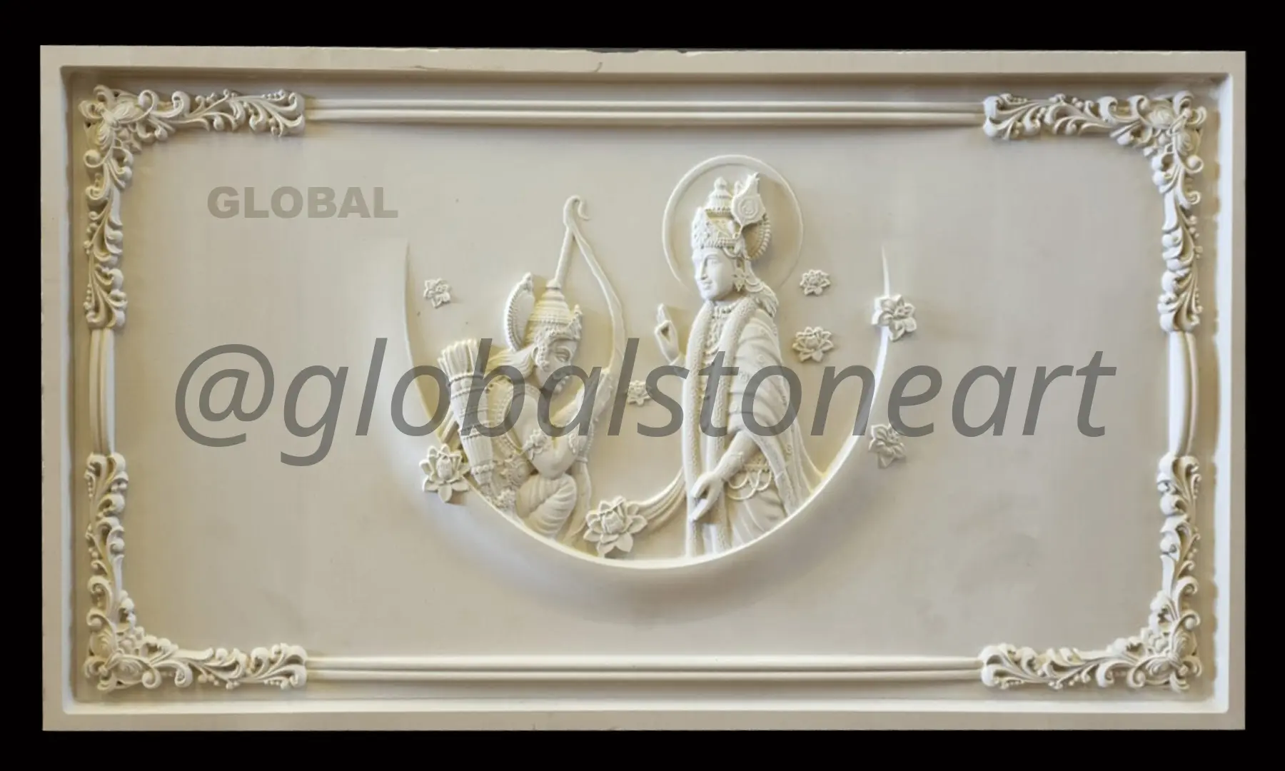 Shiva Parvati Framed White Stone Wall Mural