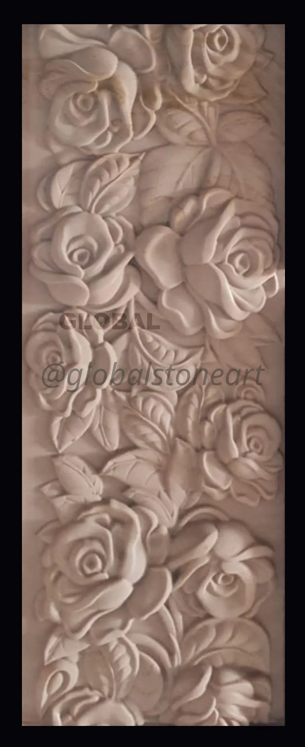 Roses Tall White Stone Wall Mural Panel
