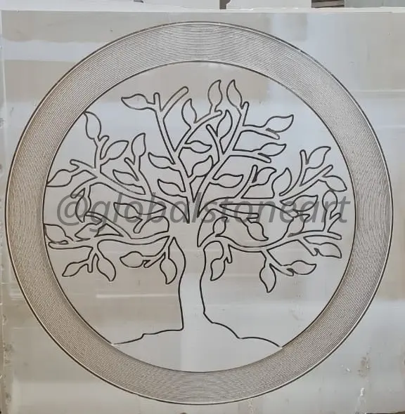 Tree of Life Circle Engraved Stone Wall Mural
