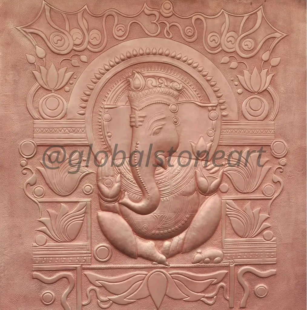 Ganesha Pink Sandstone Wall Mural Panel