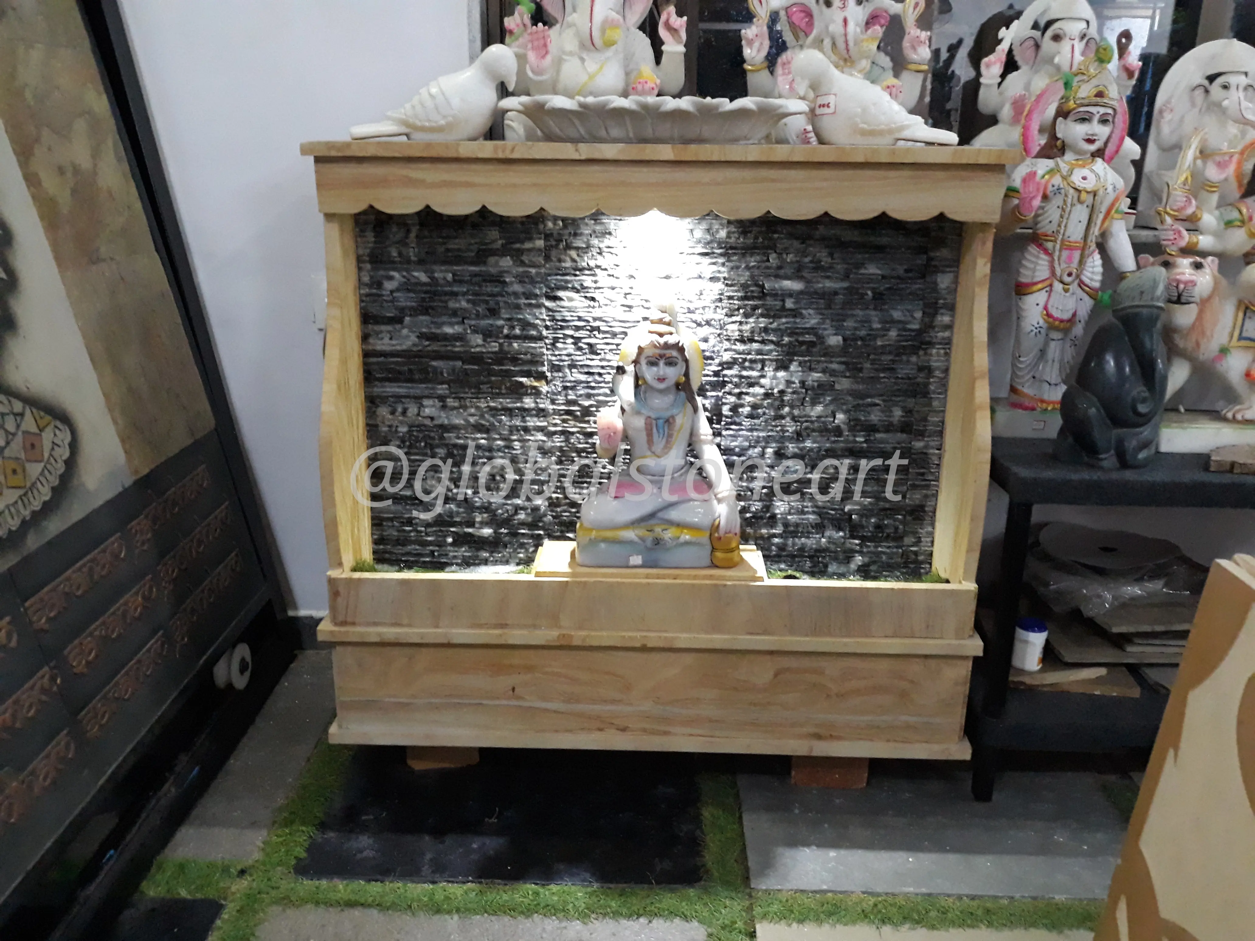 Shiva Mandir Waterfall with Slate Backdrop for Pooja & Garden